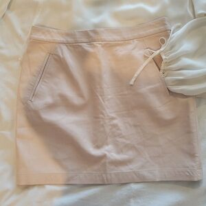 Adam Lippes 100% Lamb Leather Mini skirt pale pink Size 6